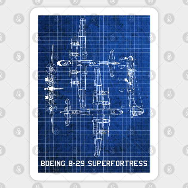 Boeing B29 Superfortress Blueprint vintage look Sticker by Geoji 